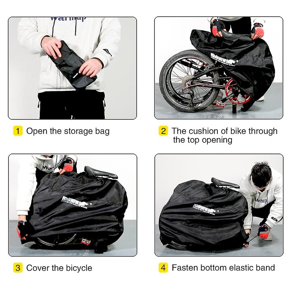 Housse pour vélo 20-22 pouces imperméable et légère Sac de rangement pliable pour vélo Housse portable pour vélo 81 x 105 cm Noir - 3