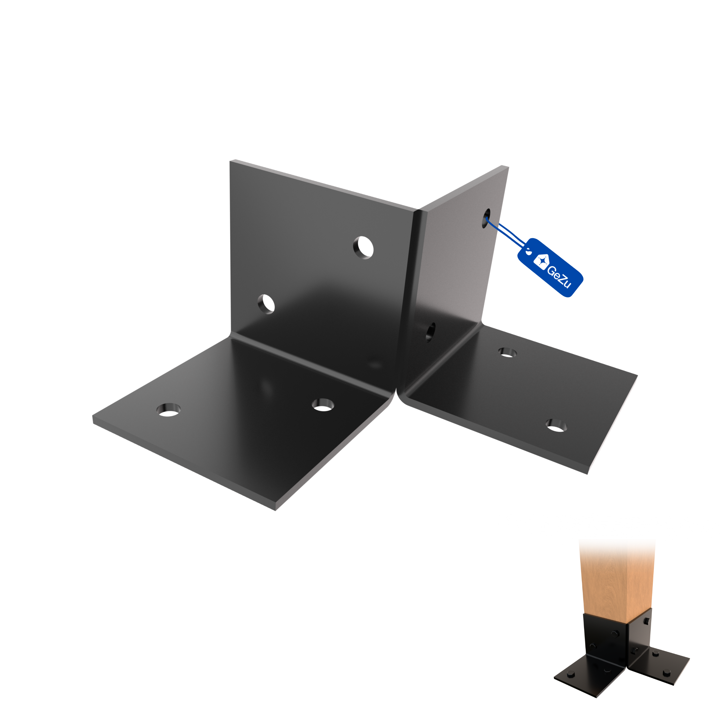 Support De Sol Pergola 121x121mm Lot de 8 Revêtu de Poudre Noire Kit de ...