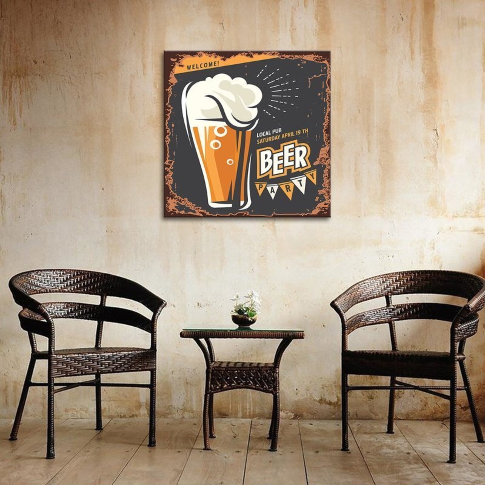 Tableau enseigne de bière - 50 x 50 cm - 3