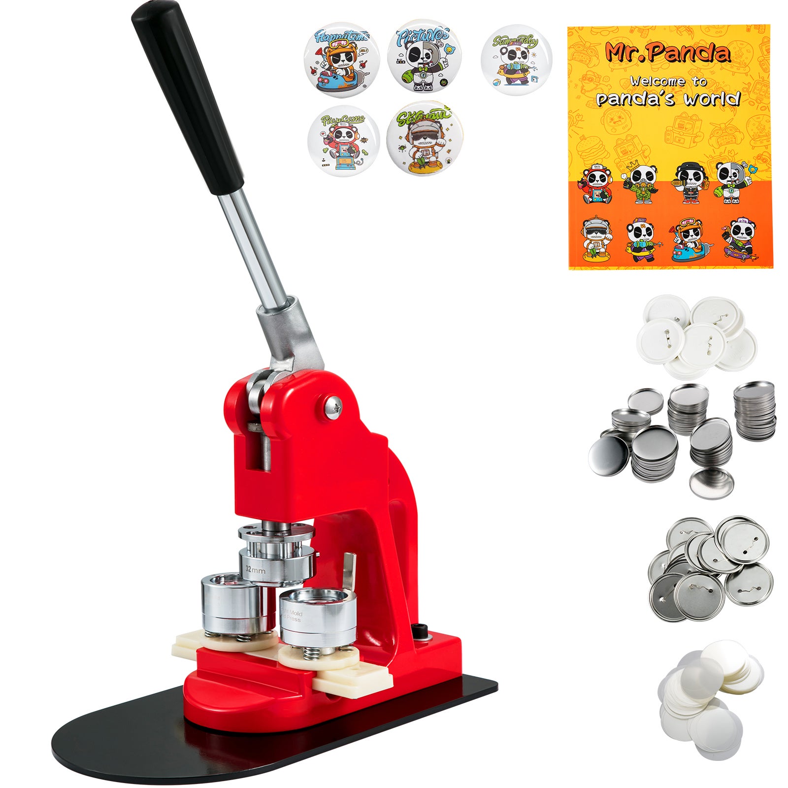 Macchina Per Creare Bottoni E Badge Da 55 E 35 Mm, Kit Completo Per Bambini Con 36 Parti, Adesivi E Taglierina Circolare, Fai Da Te