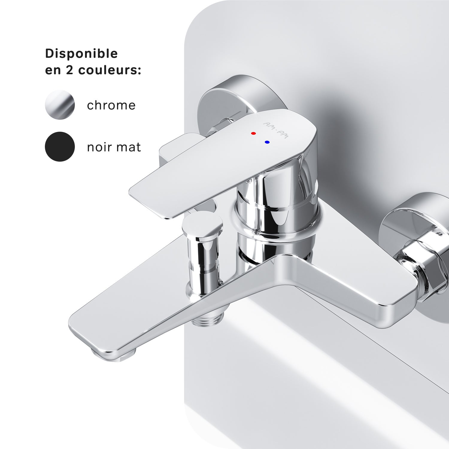 Mitigeur de baignoire mécanique Robinet salle de bain, mitigeur de bain, Chromé, Gem FGA10000 AM.PM - 6