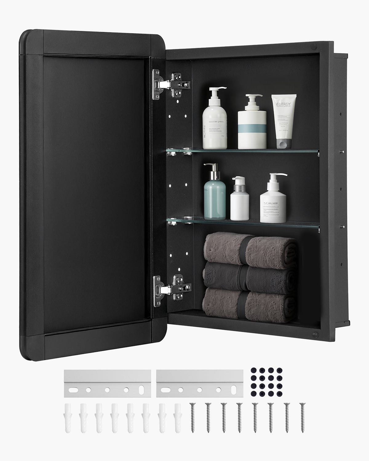 VEVOR - Armoire Salle De Bain Encastrable 50x70 Cm Avec Miroir LED, Antibuie, 3 Couleurs, étagère Réglable