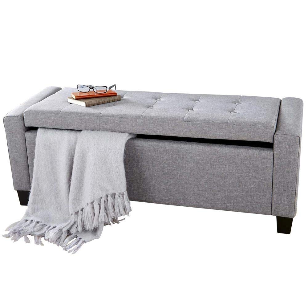 Cassapanca Pouf Contenitore Panca Sgabello Poggiapiedi in Tessuto Grigio Chiaro | Leroy Merlin Cassapanca Pouf Contenitore Panca Sgabello Poggiapiedi in Tessuto Grigio Chiaro | Leroy Merlin