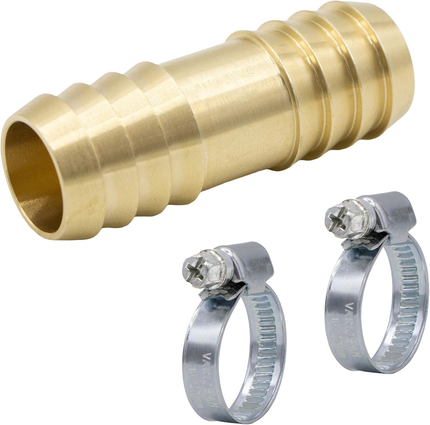 14856 Złącze węża mosiężnego 3/4" (19 mm) z zaciskami (stal nierdzewna/V2A)