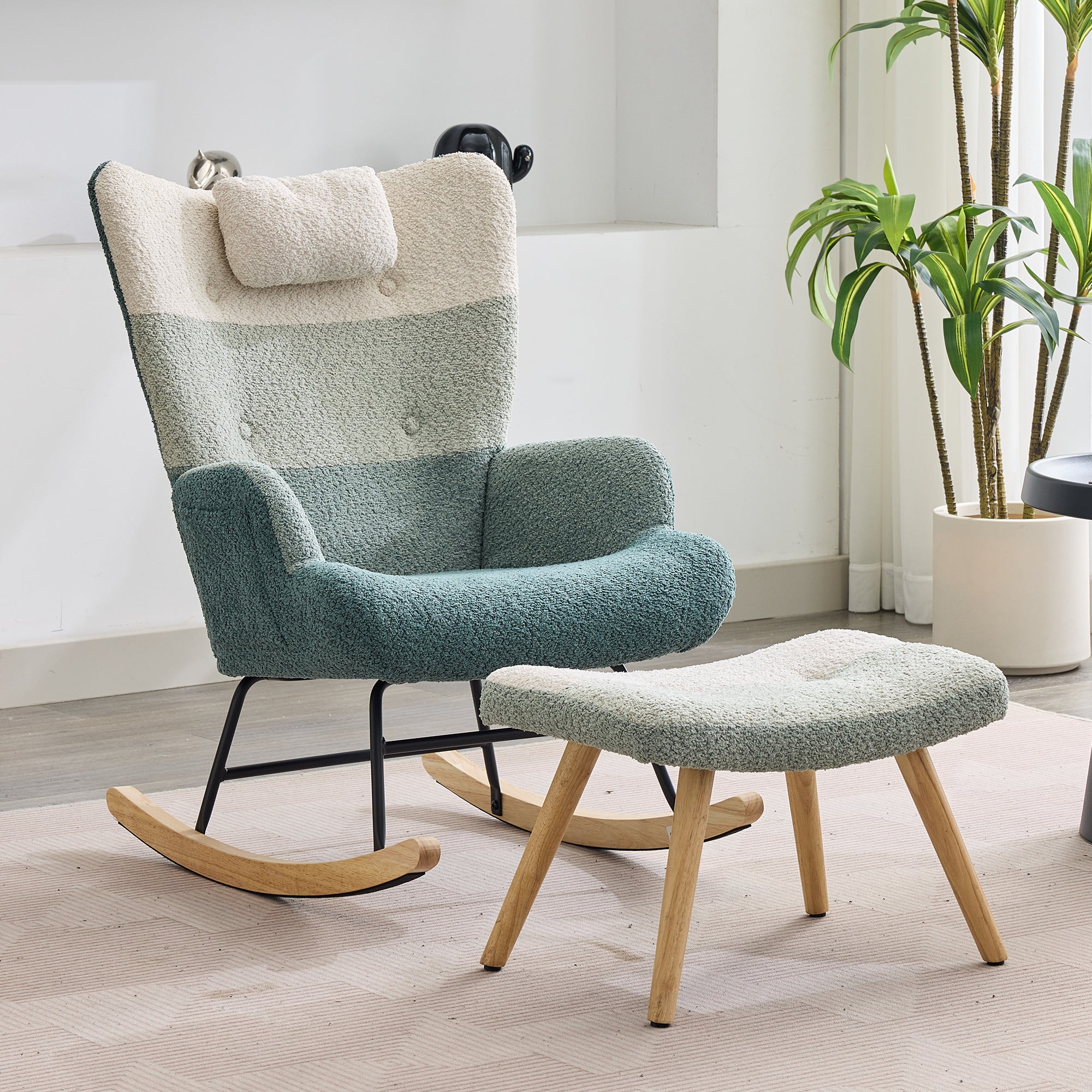 Fotel bujany - Kolorowy patchwork w paski - Klamra - Wielokolorowy - 3