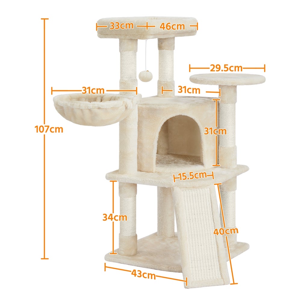 Arbre à Chat en Sisal Griffoir Grattoir Tour de Jeux pour Chat Beige Yaheetech - 4