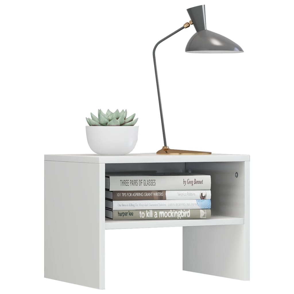 vidaXL Mesita de noche madera contrachapada blanco brillo 40x30x30cm - 3