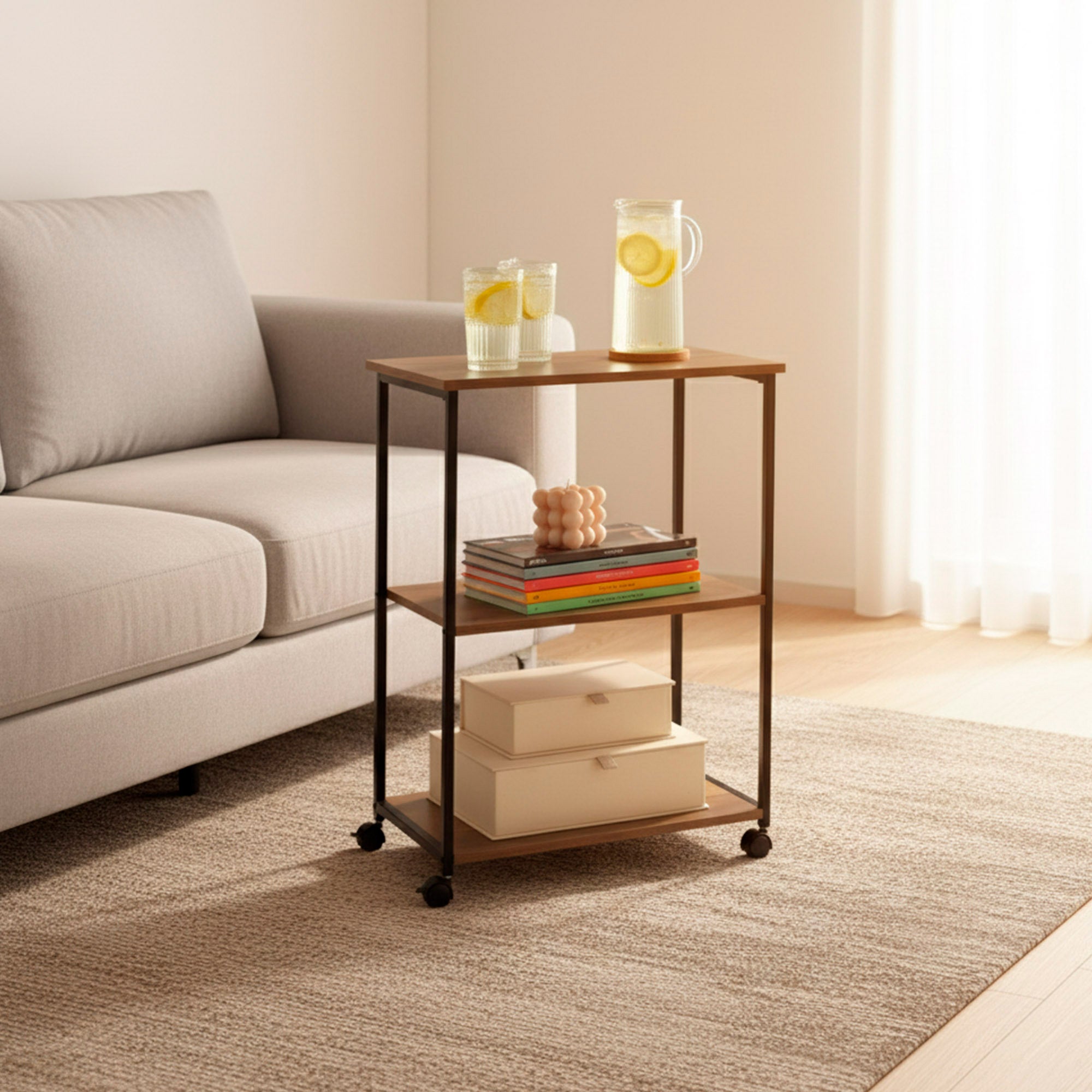 Max Home Estantería madera con ruedas 3 estantes 48x30x62 cm - 7