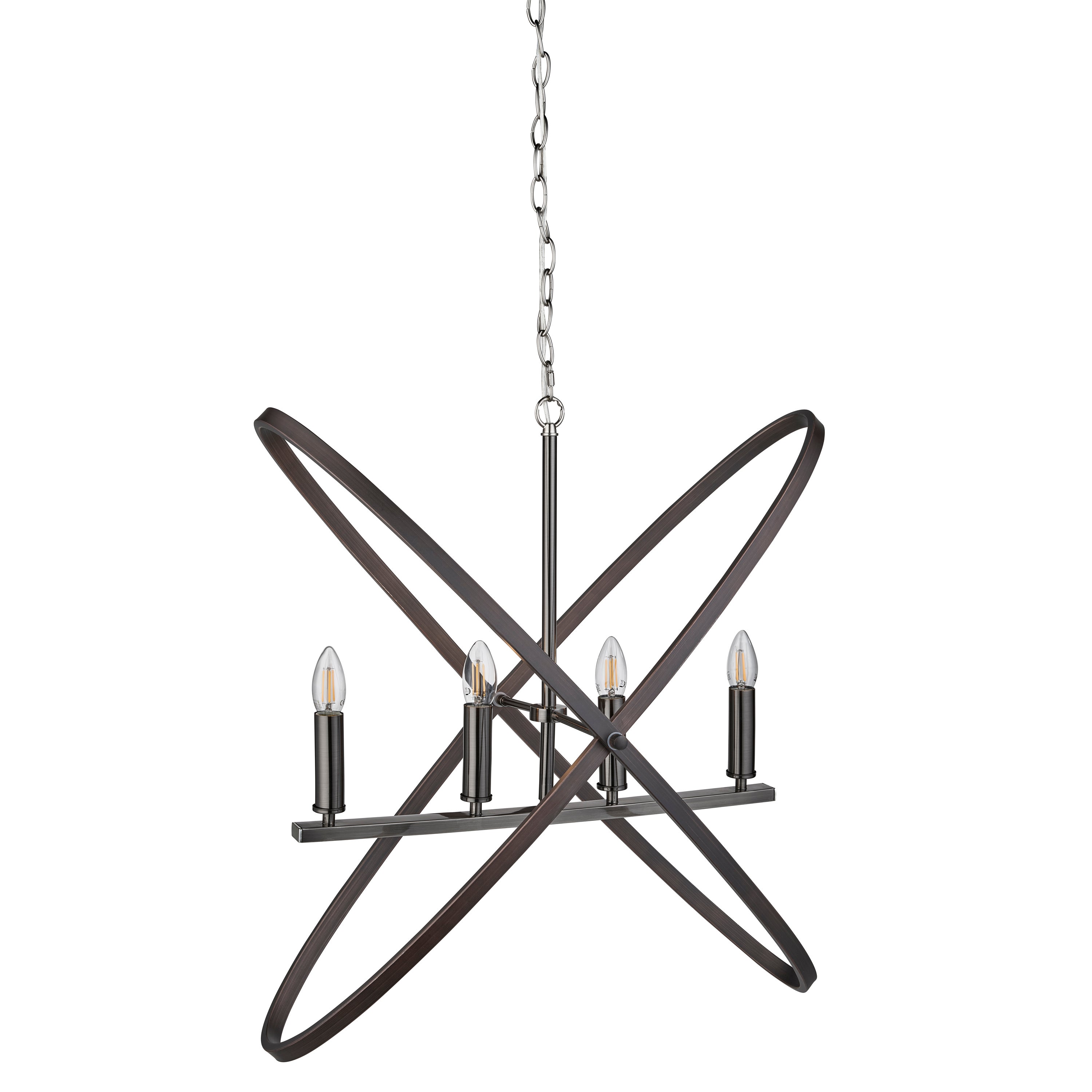 Suspension HOOPLA 4L Métal étain Diamètre 62 hauteur 150cm E14 4x60w maxi - 2