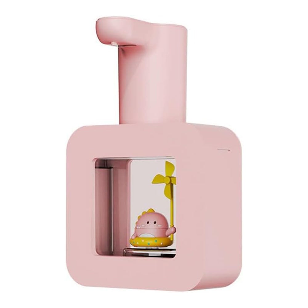 Automatyczny dozownik mydła, 400 ml, uroczy, bezdotykowy dozownik mydła w pianie, wodoodporny, dozownik dla dzieci (różowy)