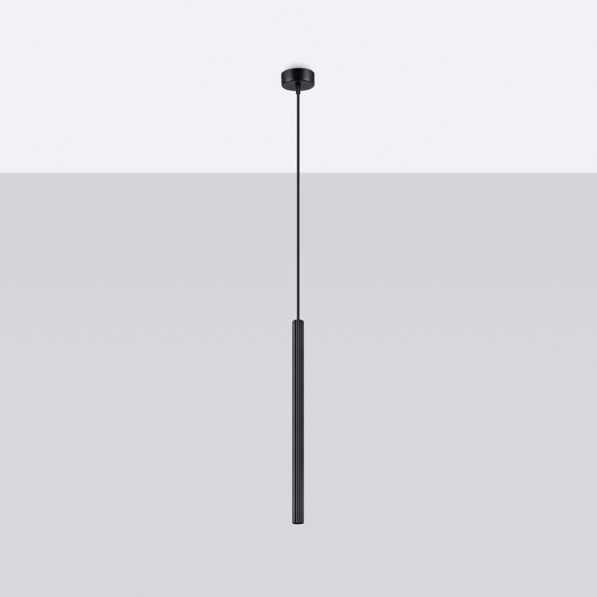 Lampa wisząca ELARA 1 czarna LED 4000K - 8x8x120cm Sollux