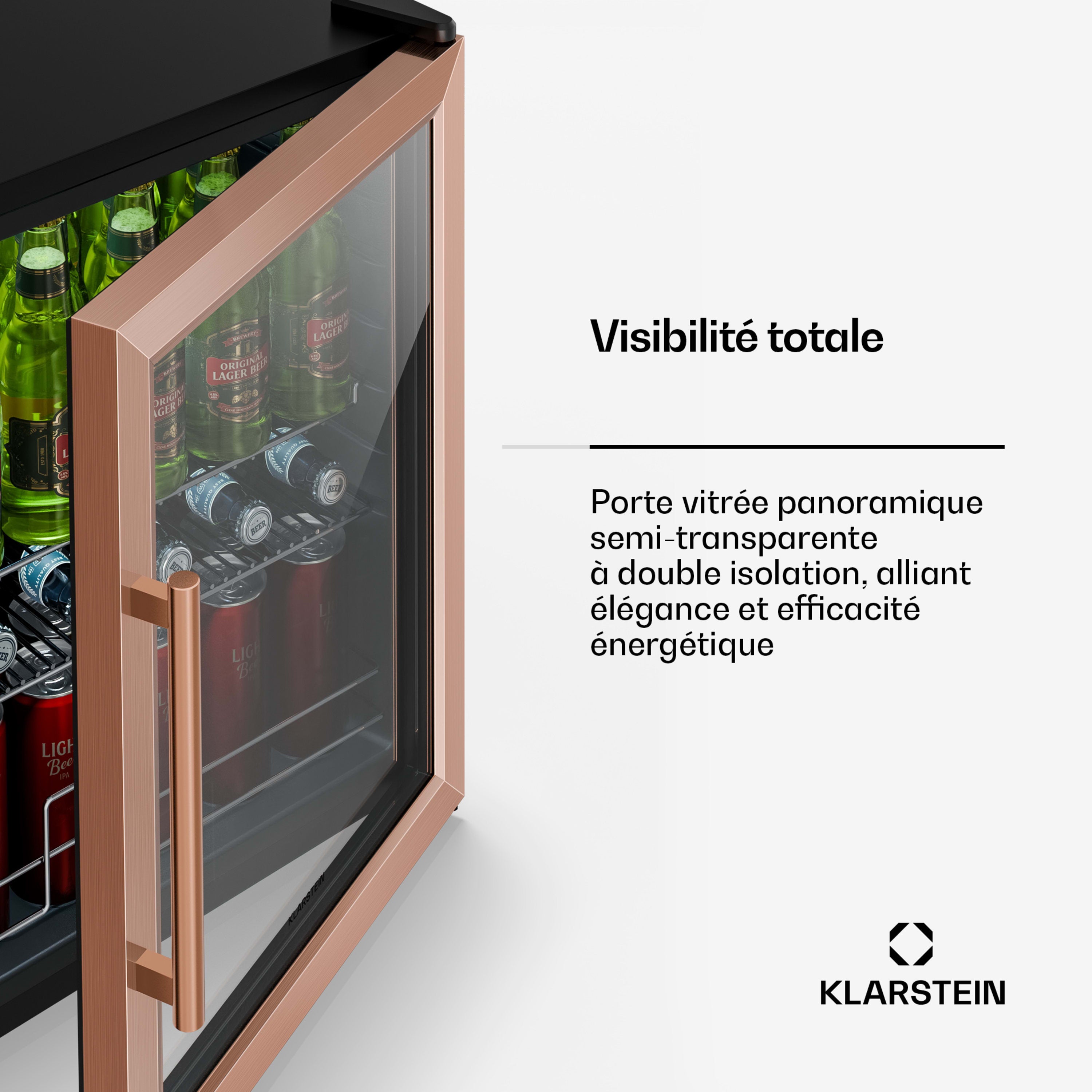 KLARSTEIN Beersafe réfrigérateur à boissons avec porte vitrée | 64 x 48 cm | 60 litres | 85 W | Cuivre/Noir Noir - 5