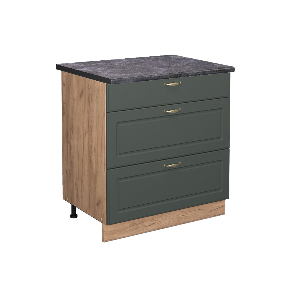 Vicco Szafka dolna do kuchni Fame-Line, Green Gold Country, 80 cm z 3 szufladami, BP Antracyt