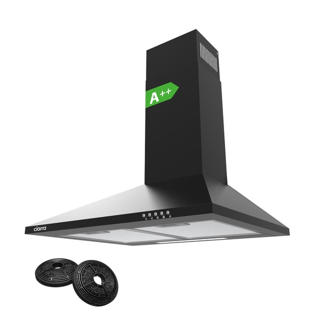 Exaustor de Parede CIARRA 60cm 370m3/h 3 Velocidades Recirculação Preto 201BK60