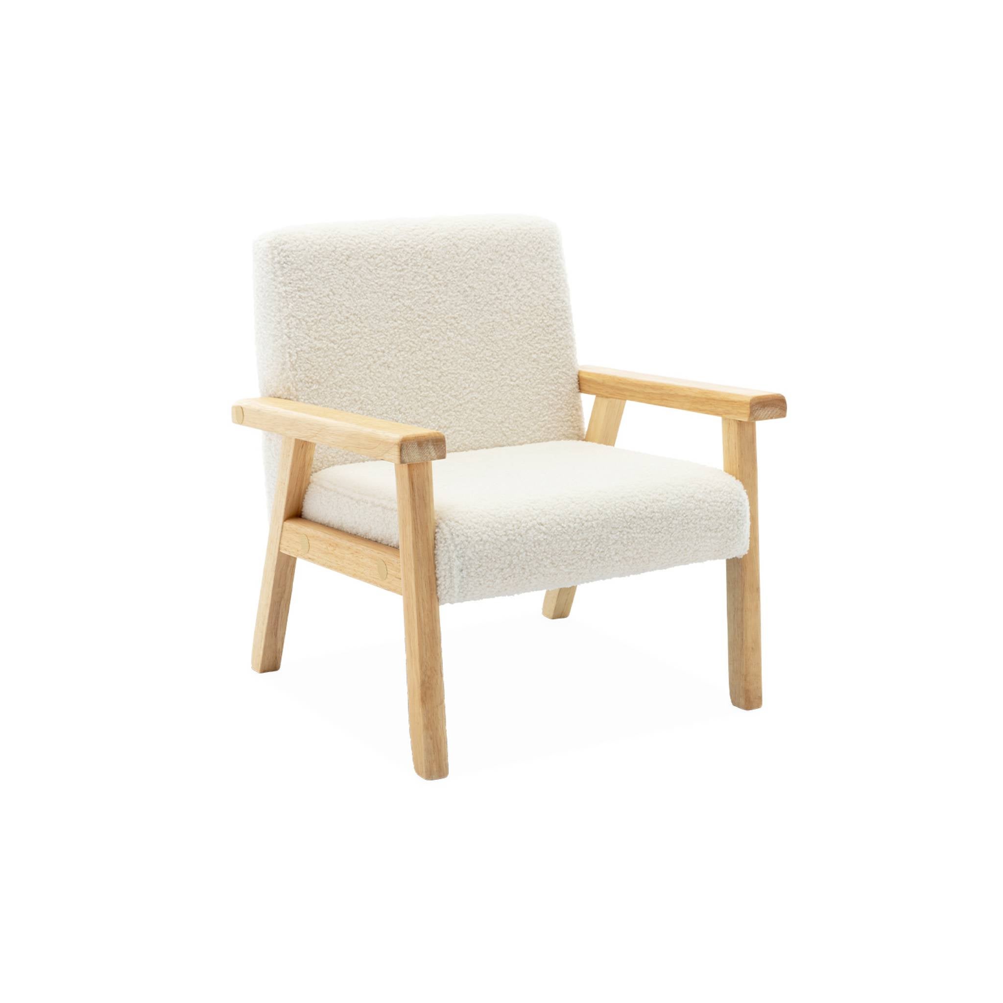 Sillón infantil estilo escandinavo de madera de hevea, isak kids, blanco
