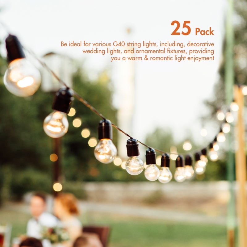 Ampoules LED G40 lot de 25 culot E12 étanches IP44 blanc chaud pour guirlande decoration fêtes mariages portables - 6
