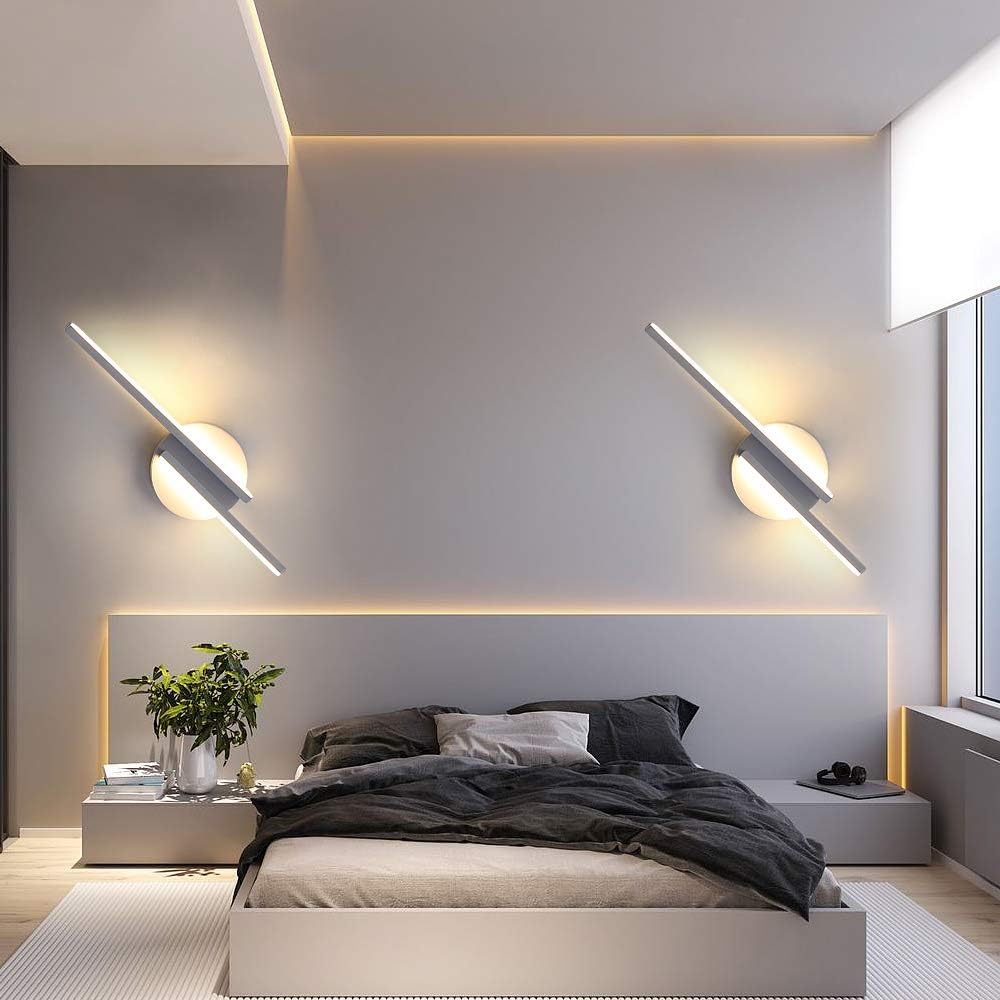 GOECO Applique murale LED Moderne 16 W pour Salon et Chambre à Coucher, Lampe Murale et de Chevet Intérieure, Lumière Blanche Chaude 3000K - 2