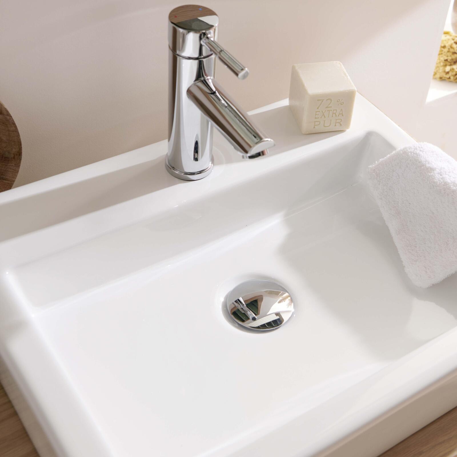 Lavabo da appoggio rettangolare in ceramica bianca PADI 48x38cm - 5