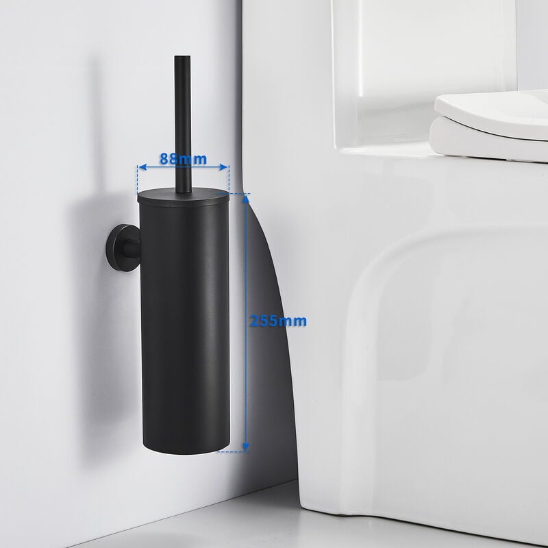 Toilette Porte-brosse Noire Balai Toilette WC en Acier INOX 304 Mural Imperméable Facile à nettoyer pour WC Salle Support Brosse Antibactérienne - 4