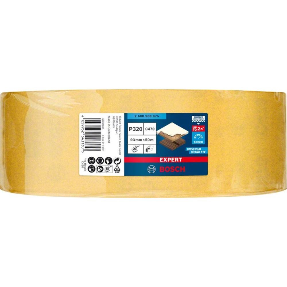 Bosch Accessories 1x Carta abrasiva in rotoli Expert C470 (per Legno duro, Vernice su legno, Larghezza 93 mm, Lunghezza 50 m, Grana 320, accessorio Le - 2