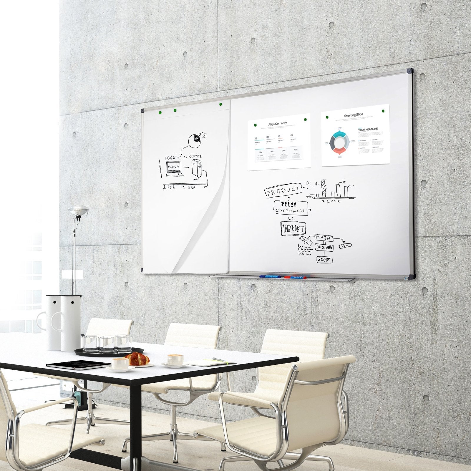 Tableau blanc premium laqué magnétique 110 x 80 cm - 5