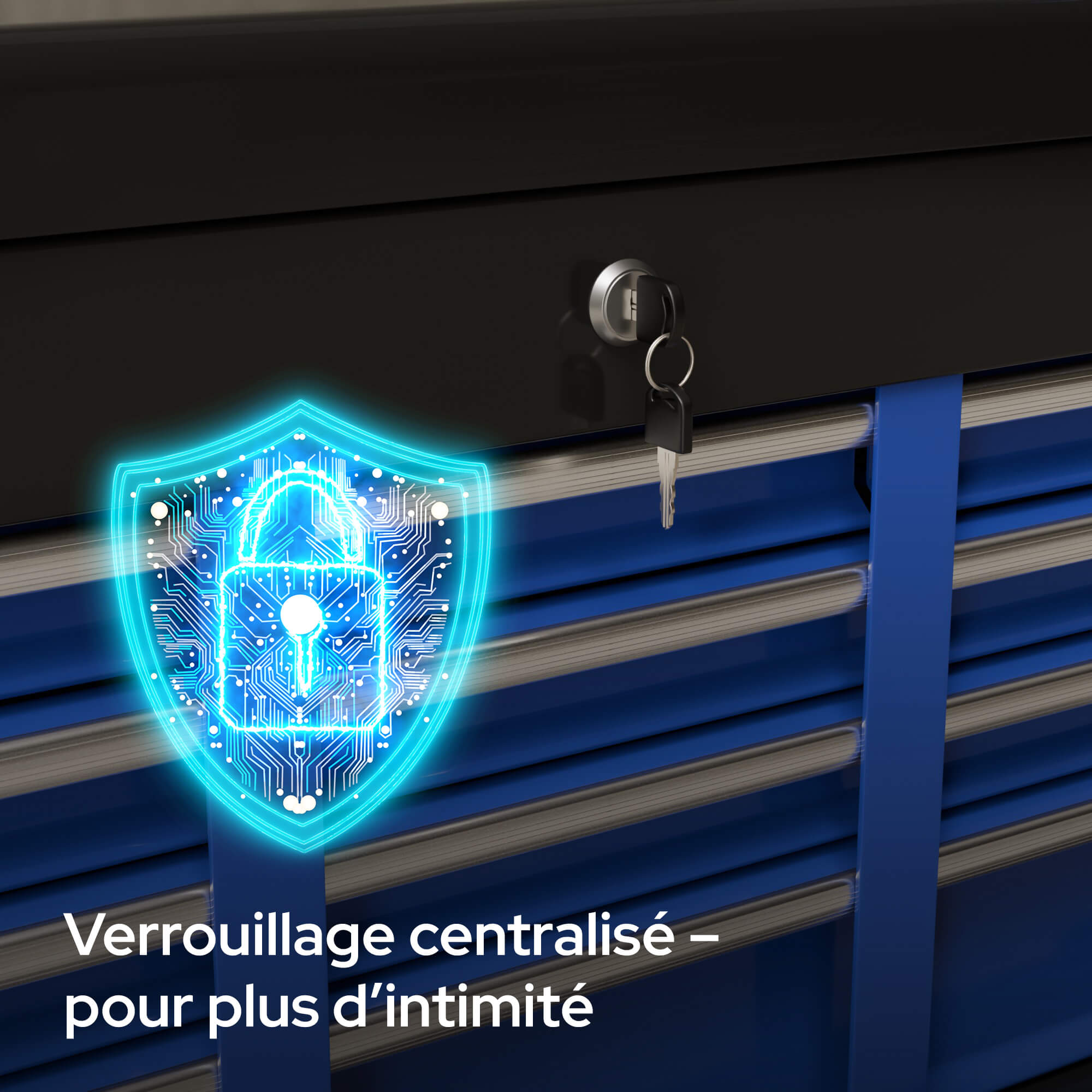 AREBOS Servante d'atelier à 9 tiroirs Chariot Caisse à Outils Amovible Noir-Bleu 33 x 61.5 x 108 - 7