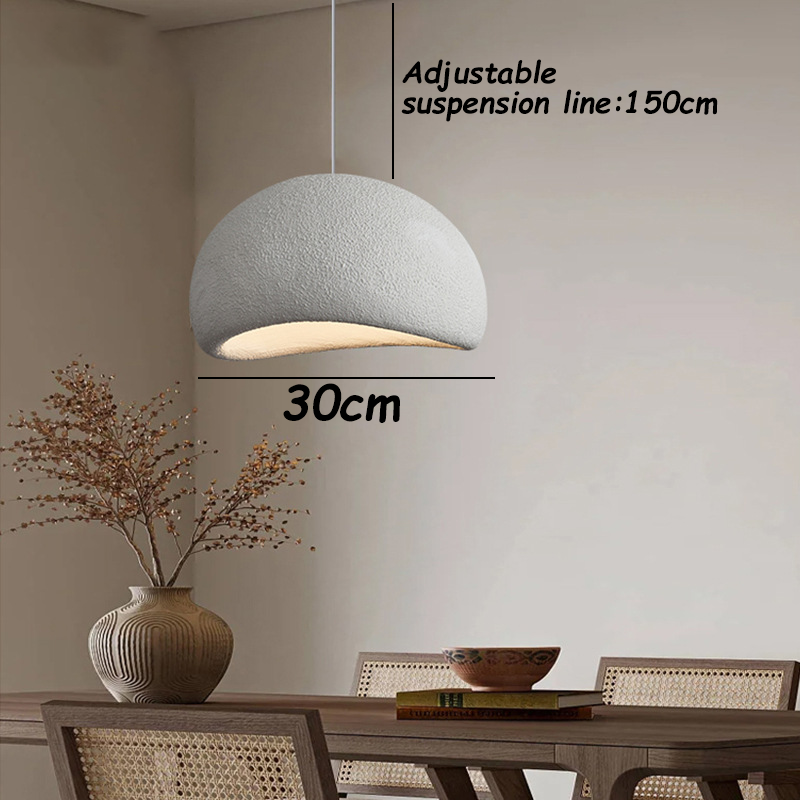 Lampe Suspendue Moderne pour Salle à Manger, Cuisine, Couloir, Restaurant Lampe Suspendue E27 Base Japonaise Wabi-Sabi Style(Blanc,30cm) - 6
