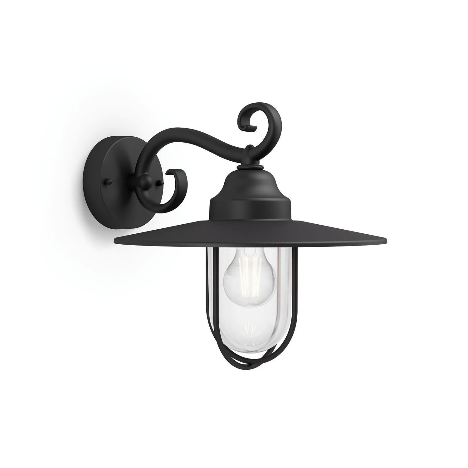 Kinkiet Ogrodowy Lampa Elewacyjna Zewnętrzna Latarnia E27 IP44 Czarna Philips