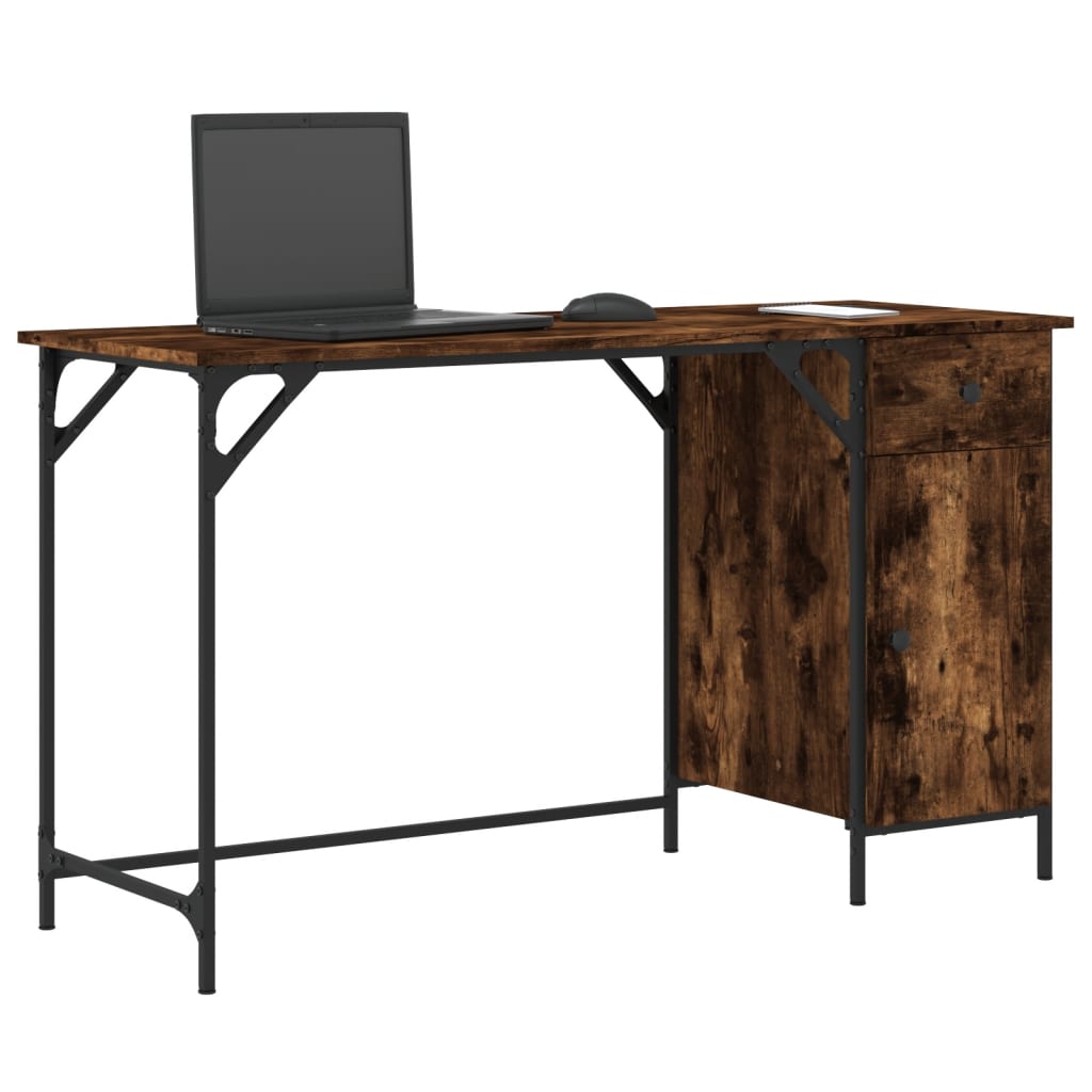 Bureau d'ordinateur，Table de travail，Table d'étude chêne fumé 131x48x75 cm bois d’ingénierie CWV75011 - 3