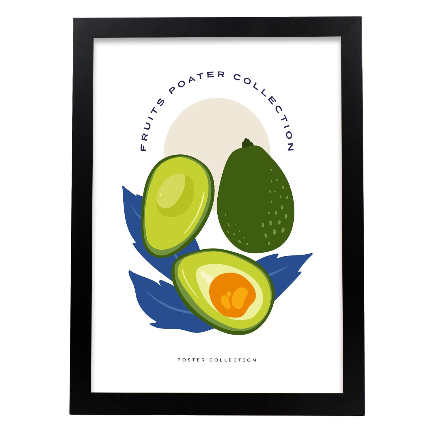 Nacnic póster pop art abstracto. error tipográfico de aguacate ilustraciones artísticas modernas para la decoración de interiores. marco negro - a3