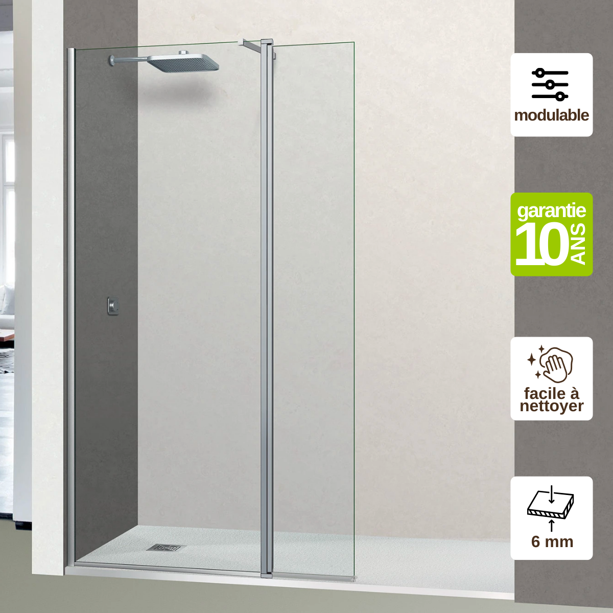 Paroi de douche Fixe avec Déflecteur Droit Verre Trempé Transparent 6 — free download