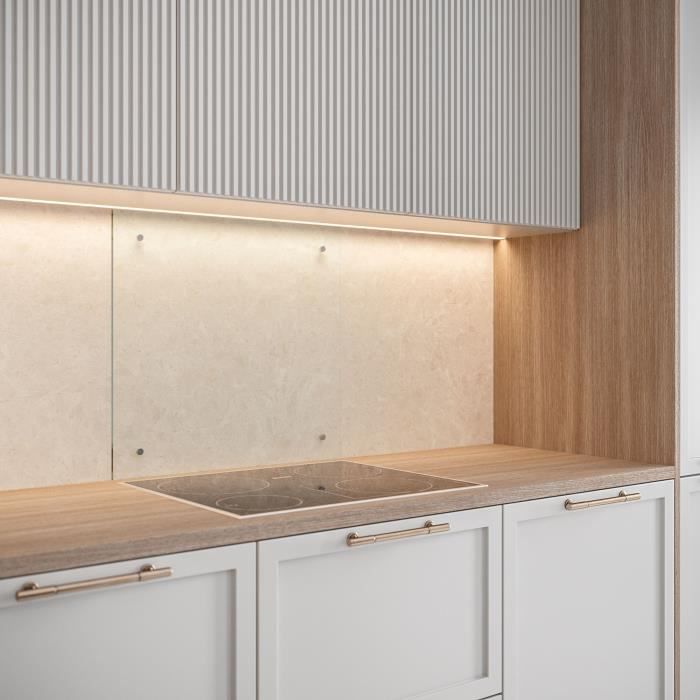 FOND DE HOTTE VERRE TRANSPARENT TREMPE 45X60 6 mm avec 4 trous + kit de fixation - 4 kg - Fabrication Française AURYS NORMANDIE - 5