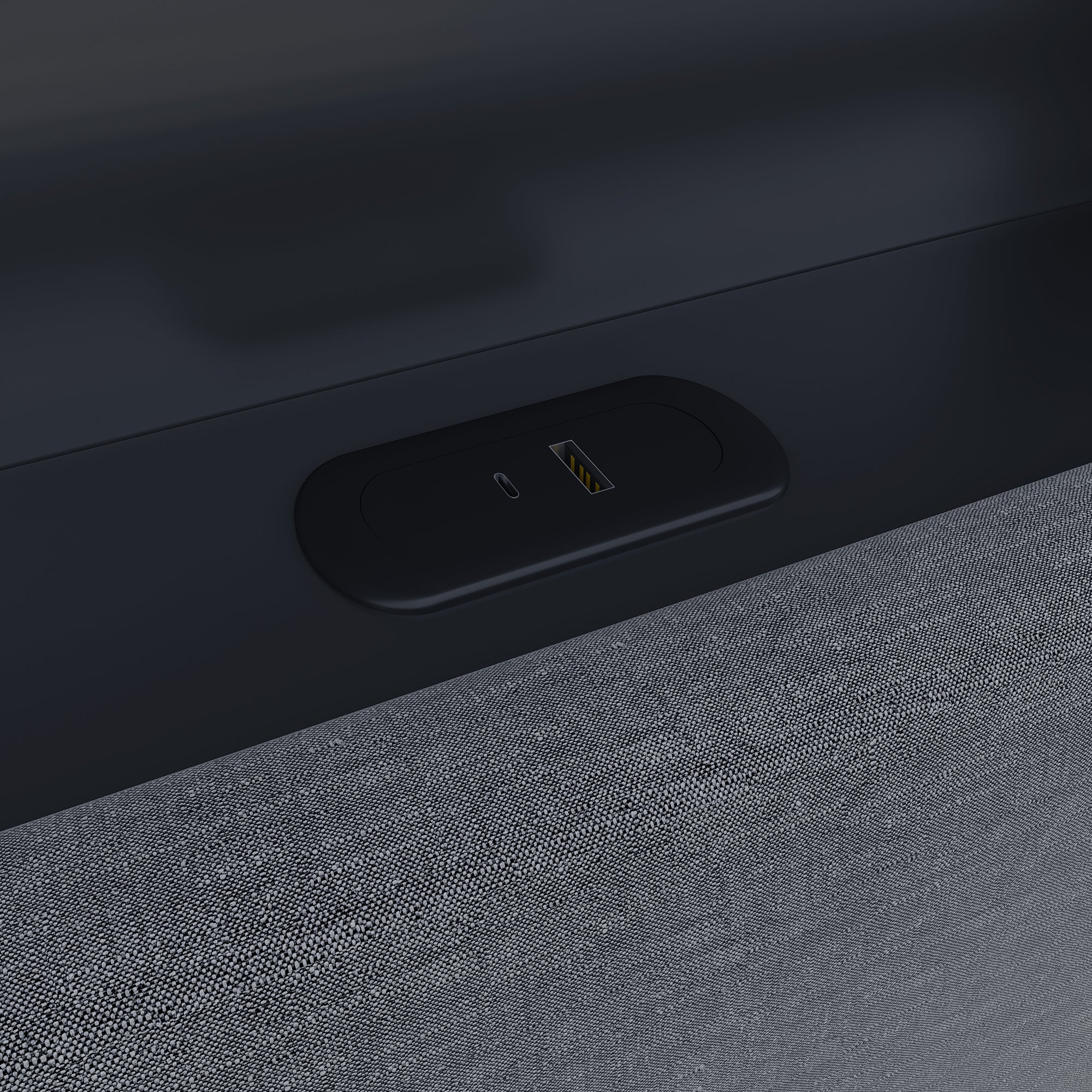 Lit coffre 140x190 cm avec port USB et Type C, lit double avec sommier à lattes, lit adulte avec LED, tissu en lin, 140x190 cm, gris - 7