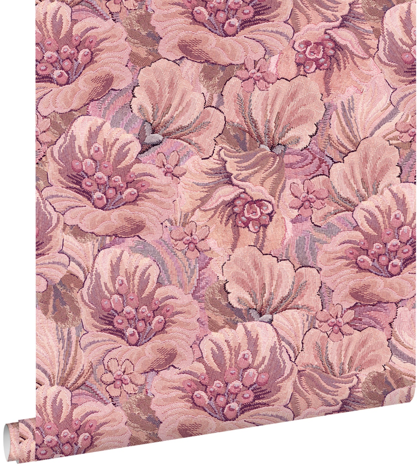 Tapeta kwiatowy wzór fioletowymIróżowym - 50 x 900 cm - ESTAHOME