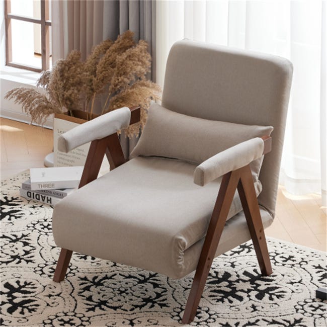 Canap Lit 6 Positions R glables Fauteuil Pliable Simple Beige Canap lit 6 positions r glables fauteuil pliable simple beige