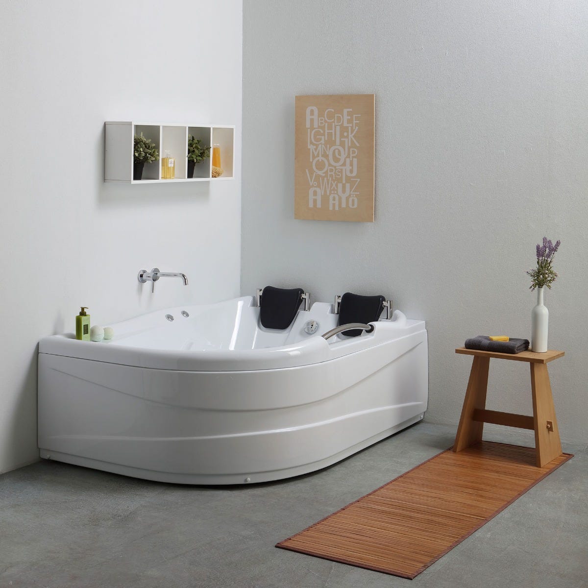 Bañera de hidromasaje acrílica rinconera derecha 2 plazas | aida