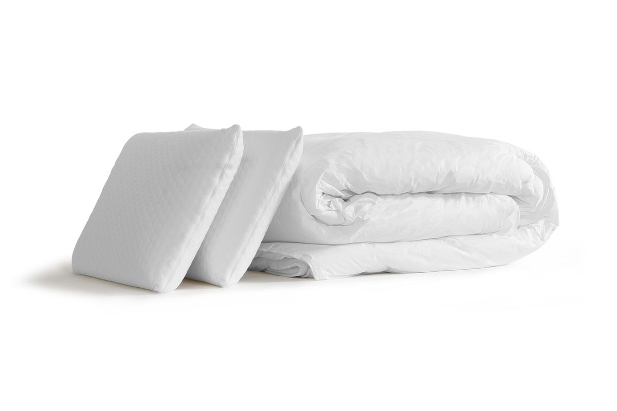 Pack Matelas Actilatex zen - Latex et mémoire de forme - Ep : 26cm - Sommier kit Blanc avec couette et 2 oreillers - 7