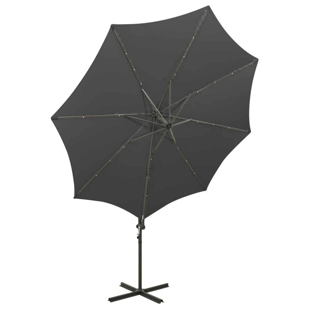Parasol déporté | Parasol de jardin avec mât et lumières LED Anthracite 300 cm CFW52015 - 4