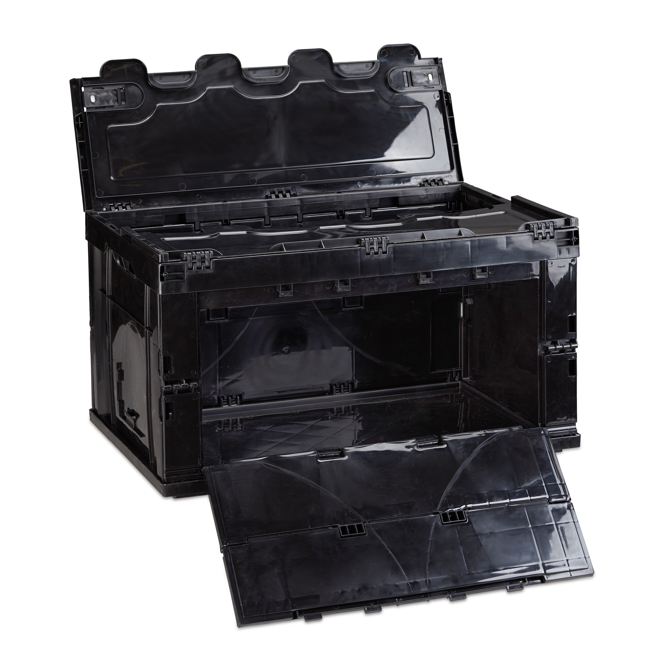 Boîte de transport, lot de 4, stable, pour commerce, de qualité 60 litres HxlxP 32,5x58,5x39,5cm, noir - 6