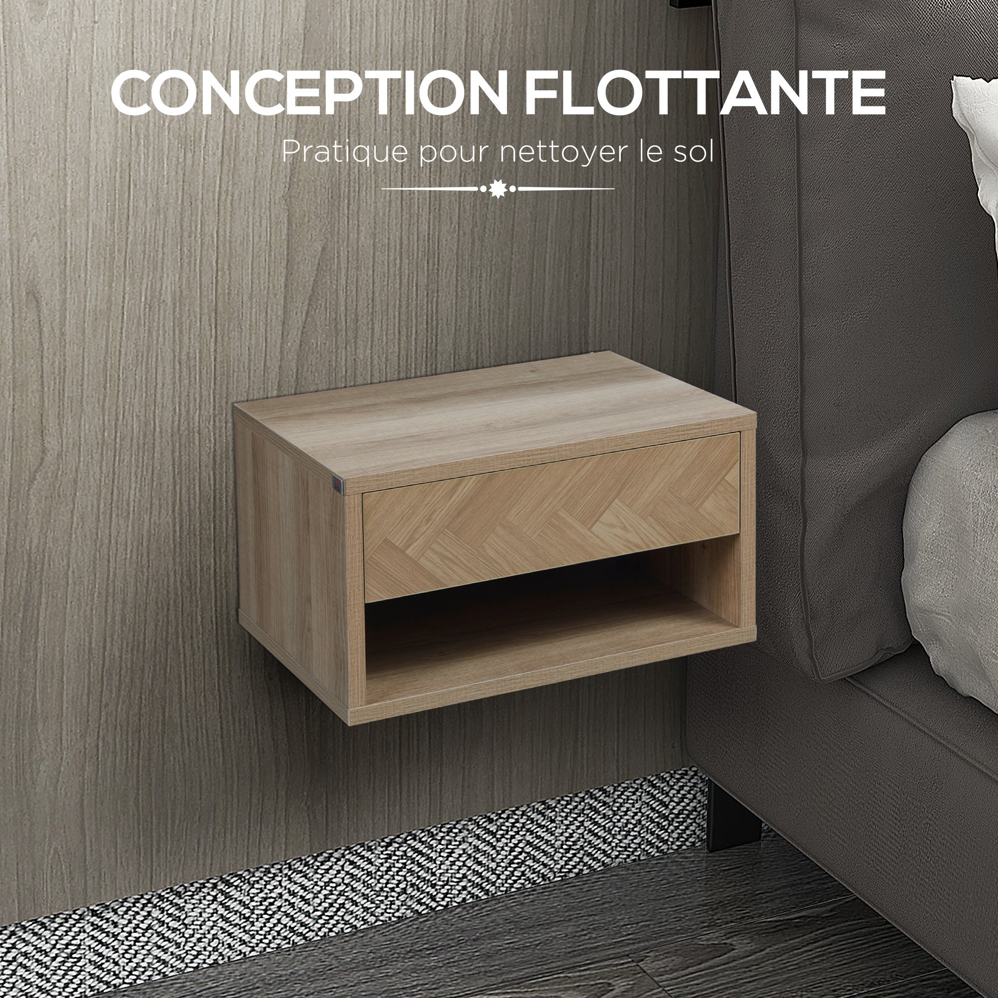 Table de chevet murale en panneau de particules HOMCOM - 5