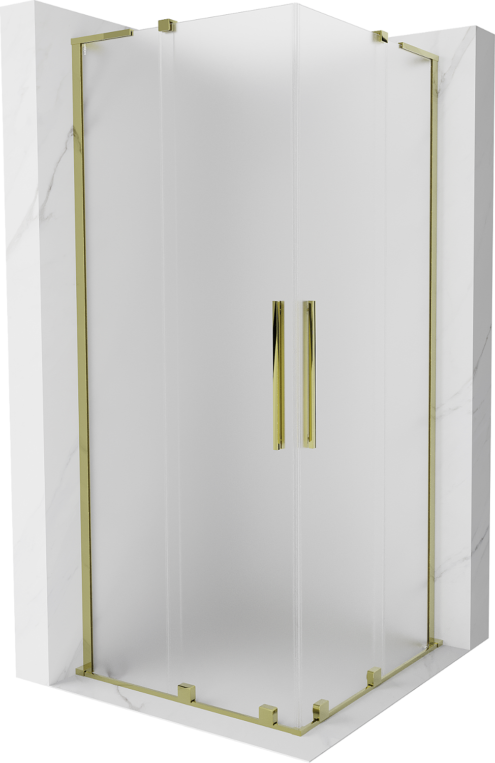 Mexen Velar L Duo kabina prysznicowa rozsuwana 80 x 80 cm, szron, złota - 871-080-080-02-33-50