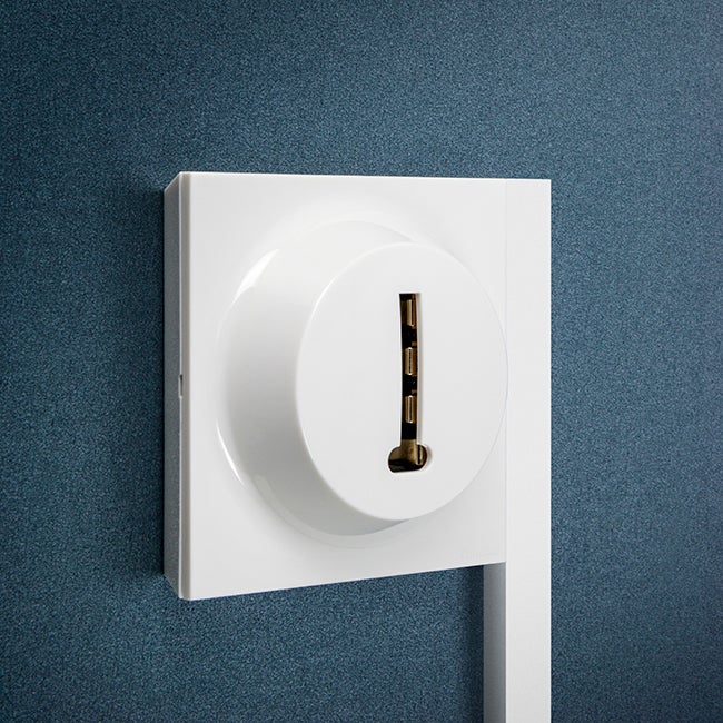 Prise téléphone Fontini Neo Evo, blanc brillant RAL 9003, ABS, extra-plate, installation apparent ou encastré, garantie 10 ans - 4