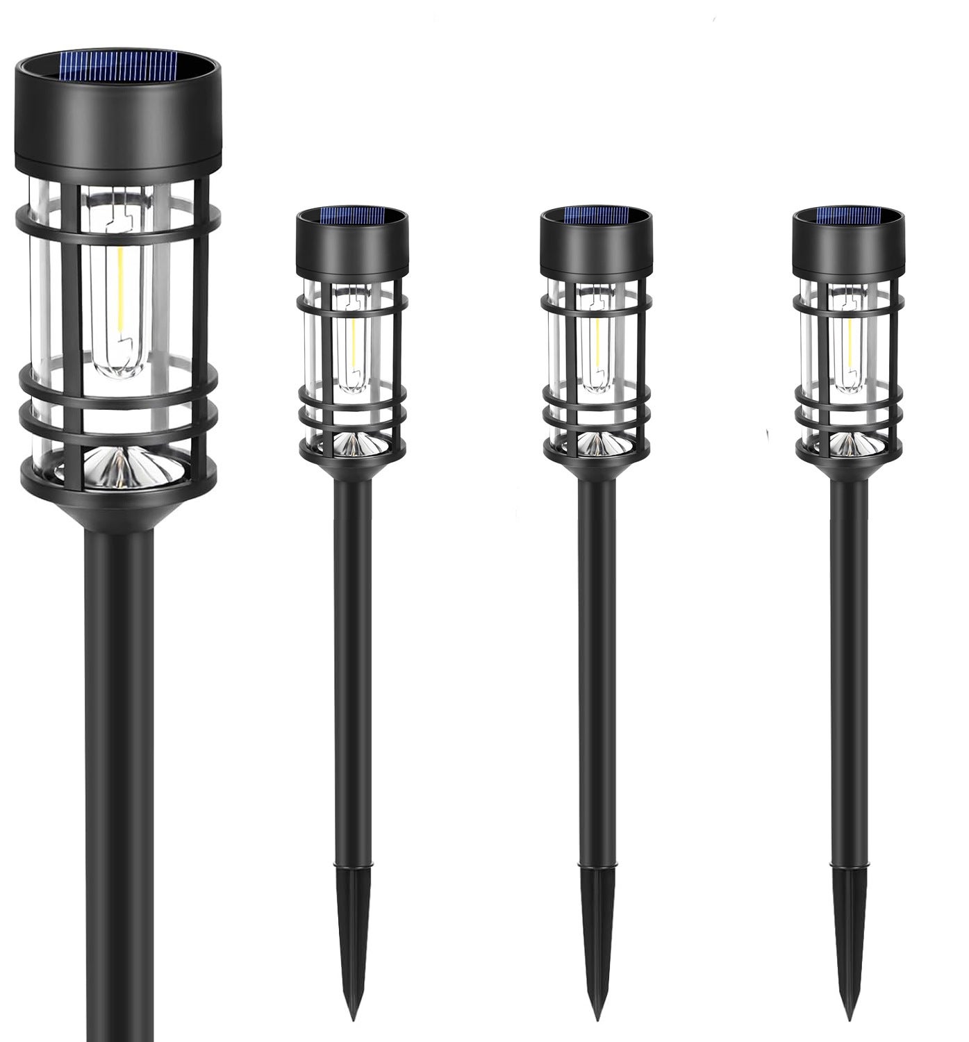 4 luci solari da giardino per esterni, impermeabili IP65, illuminazione da giardino luminosa, accensione/spegnimento automatici | Leroy Merlin