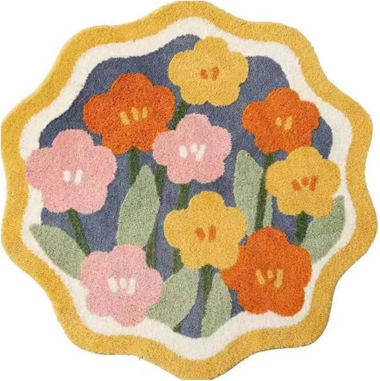 Mata łazienkowa antypoślizgowa, chłonna mata łazienkowa z imitacji kaszmiru, dywanik łazienkowy antypoślizgowy, wzór kwiatowy (60 x 60 cm)