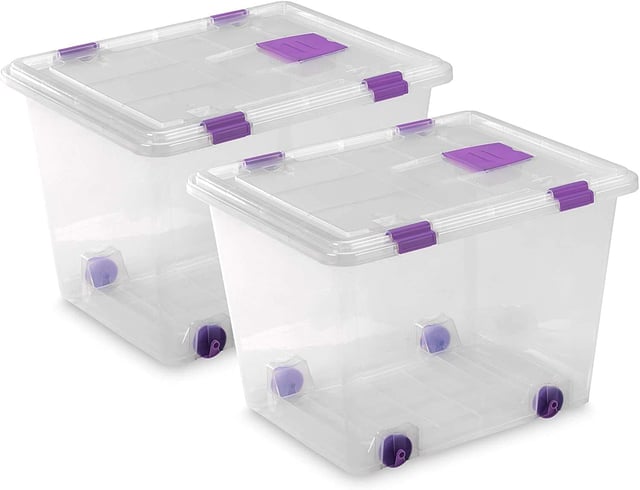 CASA COMODA | Scatola portaoggetti | Scatola di plastica trasparente |. Capacità di 52 litri | Misure 510 x 410 x 360 mm | Lotto di 2 unità