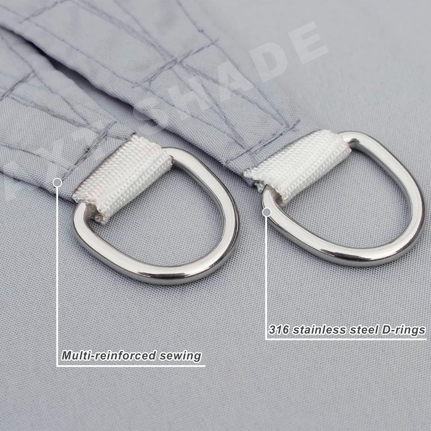 Voile d'ombrage imperméable rectangulaire 4x6m Protection Rayons UV pour Extérieur Terrasse Patio Jardin-Gris - 4