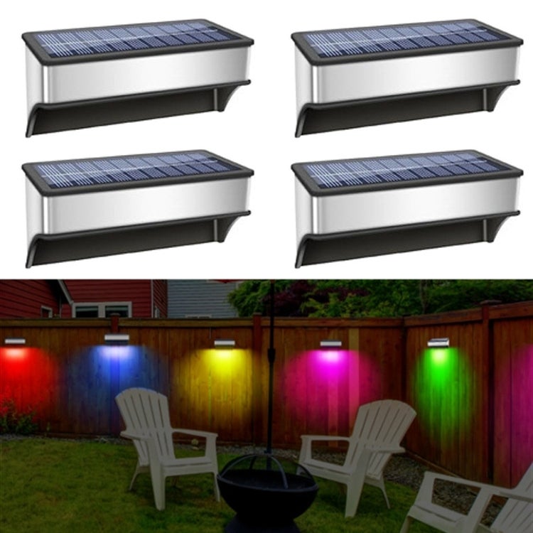 Solarne oświetlenie ogrodzenia 8LED, 4 sztuki, solarne oświetlenie zewnętrzne, 60 lumenów, wodoodporne, 8 trybów, ciepła biel, chłodna biel i RGB