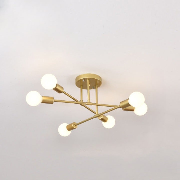 Minimalistyczna lampa sufitowa ze złoconego kutego żelaza do sypialni, 70 cm, E27 – nowoczesna oprawa oświetleniowa, delikatne światło, trwałość