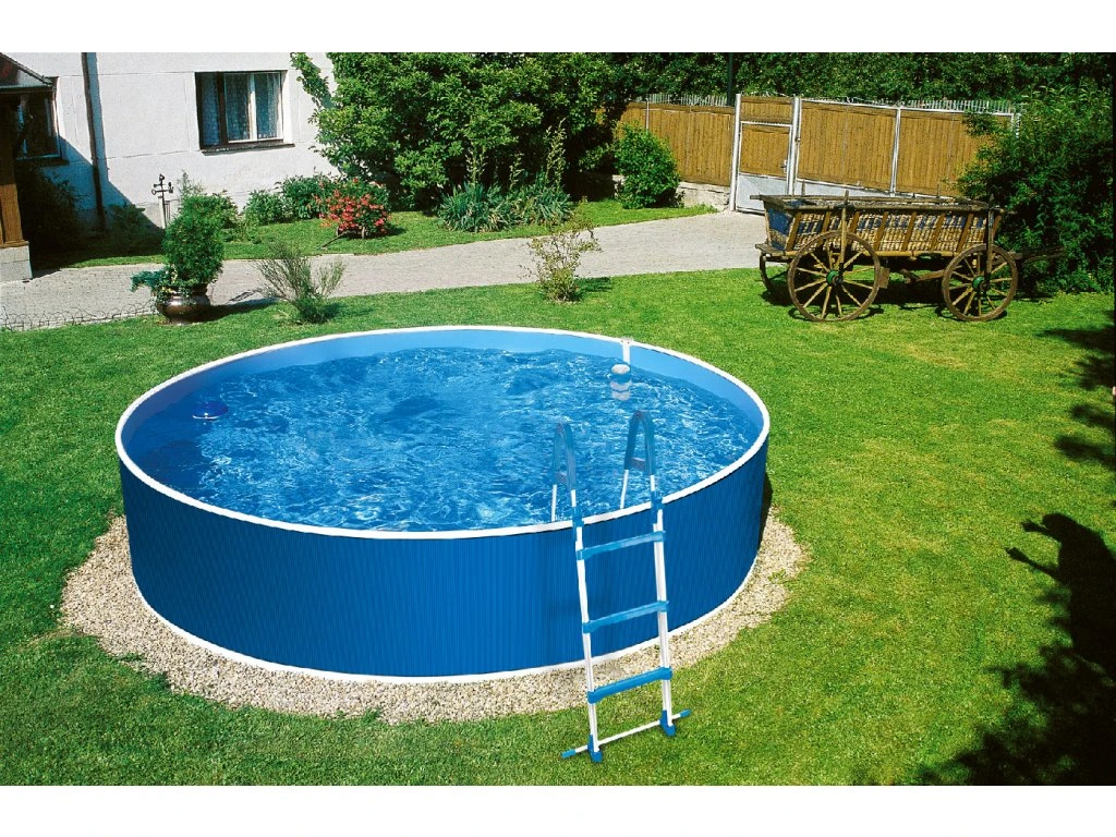 Piscina redonda de acero AZURO 3,6 x 0,9 m azul/blanco elevada ...
