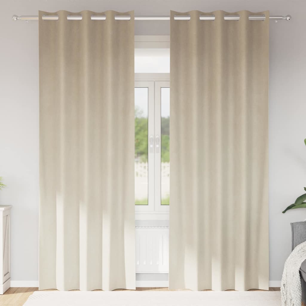 Zasłony zaciemniające 2 pcs Kremowy 140 x 225 cm Aksamit vidaXL